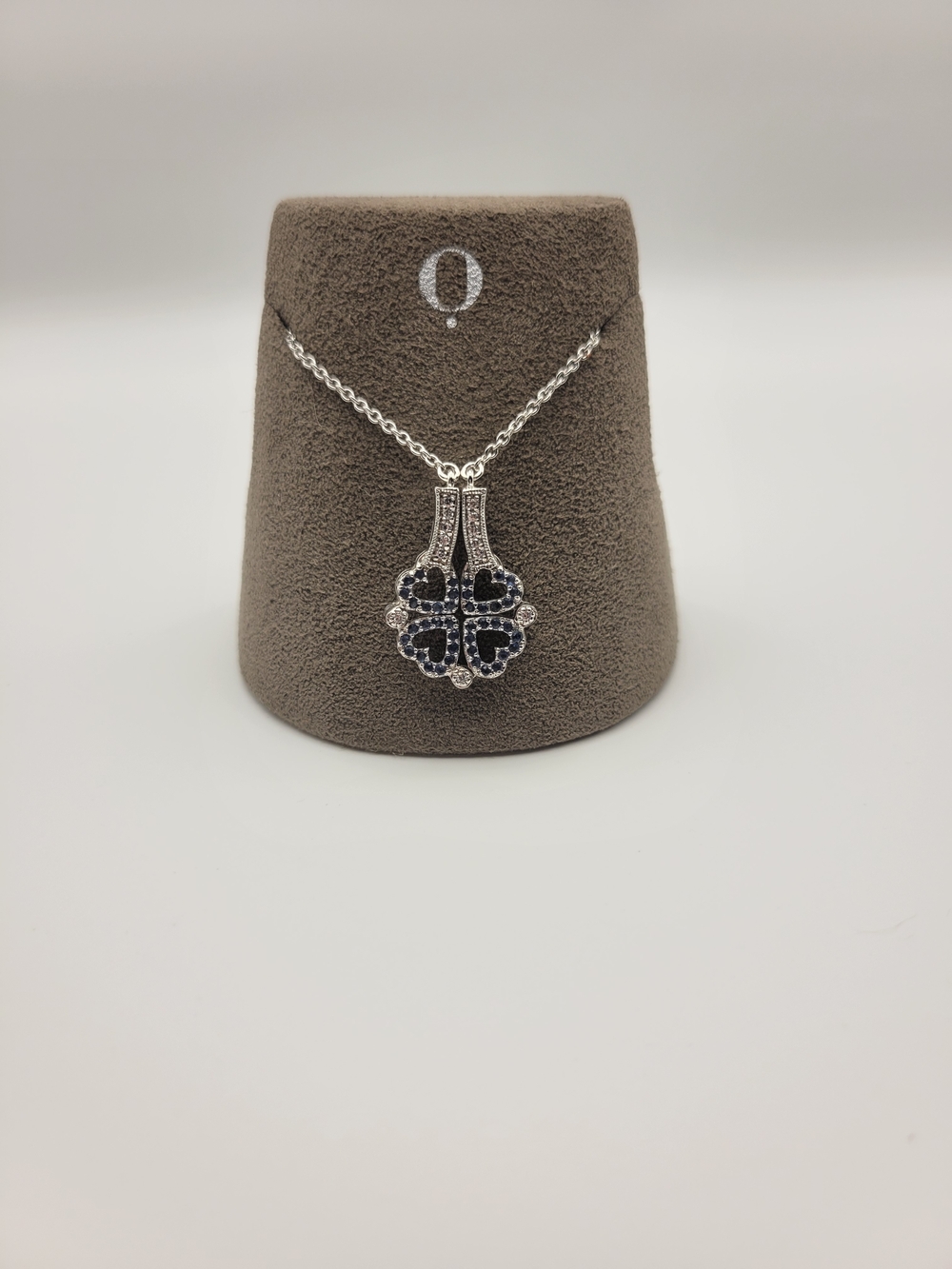 Sterling Silver Cubic Zirconia 4 Heart and 4 Leaf Clover Transforming Necklace